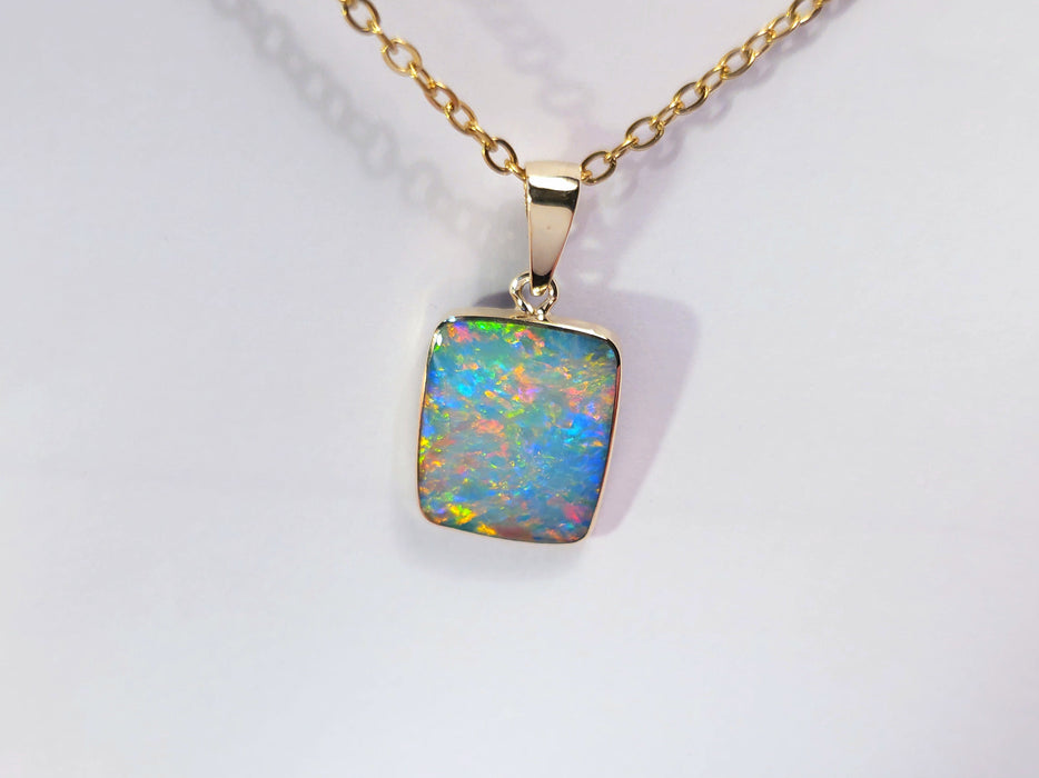 Falo' Genuine Australian Opal Pendant 14k Gem Gift 1.5g Q01