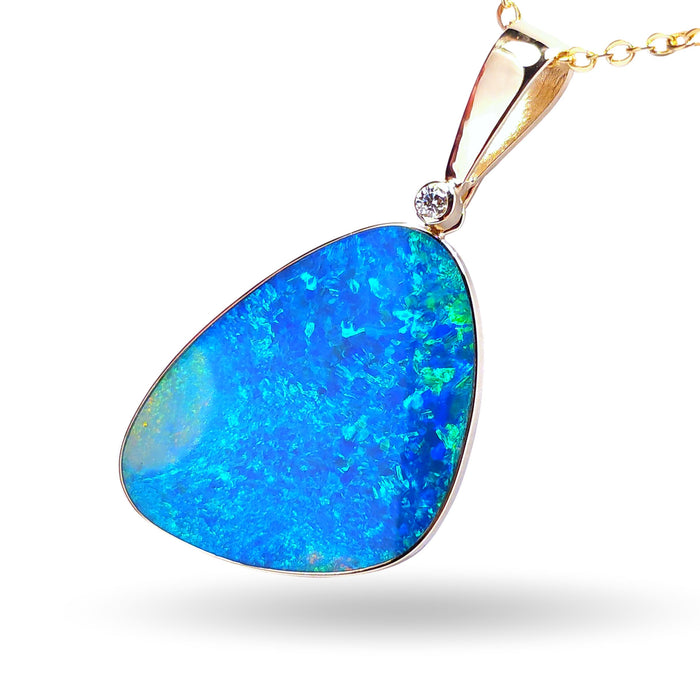 Okavanga' Large Genuine Australian Opal and Diamond Pendant 21ct M00