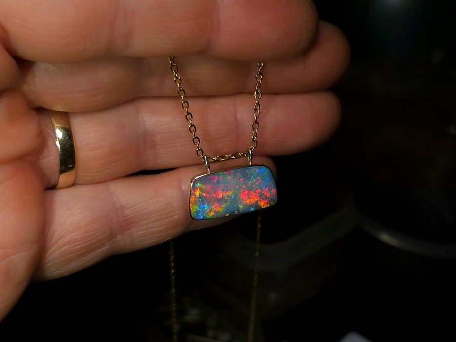 Usekh' Genuine Australian Opal Pendant 14k Gem Gift 9ct P58