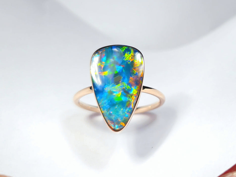 Rosengarten' 14k Pink Gold Rare Australian Opal Ring 2.8g Free Re-Size N27