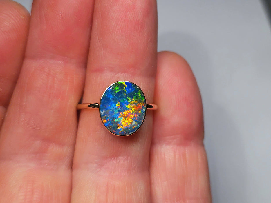 Chama Laga' 14k Gold Australian Opal Ring 2.3g Free Re-Size N19