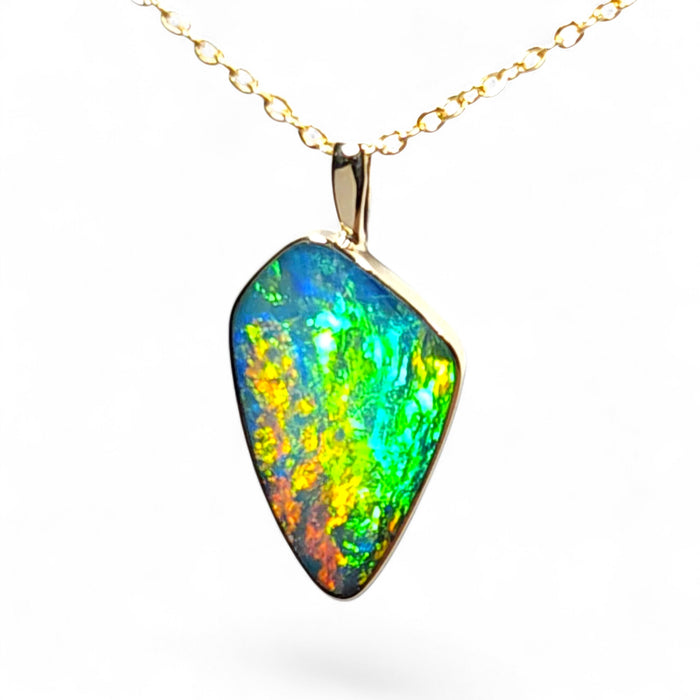 Ammolito' Genuine Australian Opal Pendant 14k Gem Gift 1.2g R19