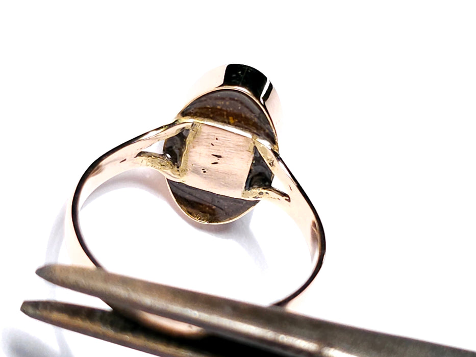 Genuine Australian Opal Ring Inlay Super Gem 14k Pink Gold 2.4g US Size 6.5 J34