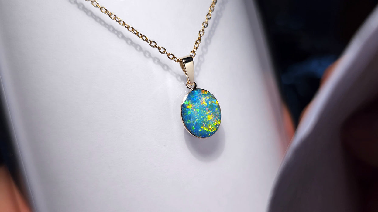 Lampros' Australian Opal Pendant 4.5ct Rare Brilliance! 14k J85