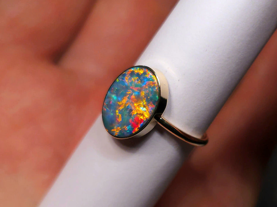 Azul Carmesi' Australian Opal Ring Gem Gift 2.5g 14k Free Re-Size US 7 M42