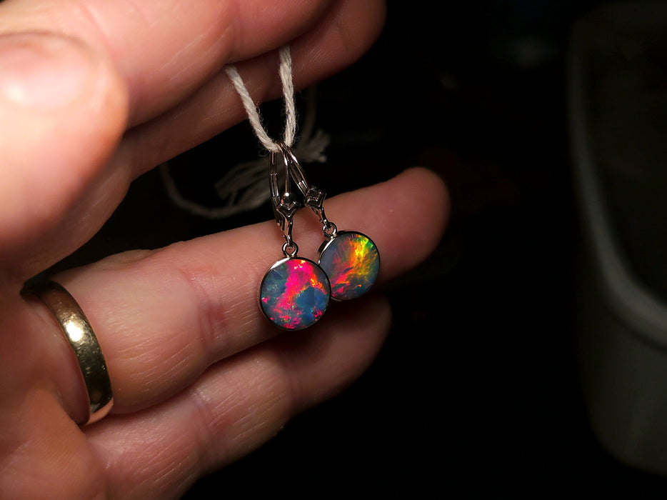 Tulipallot' Australian Opal Solid White Gold Dangle Earrings 12.3ct P50