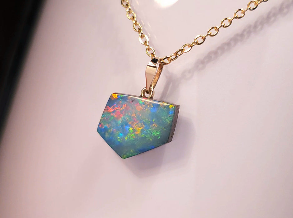 Monet Flora' Australian Opal Pendant 14k Gold Doublet Gift 5ct K75