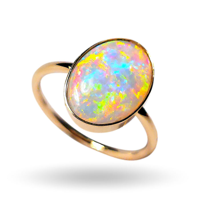 Cristal Deluz' Australian Solid Opal Ring 14k Gold 2.3g Free Re-Size 7 M39