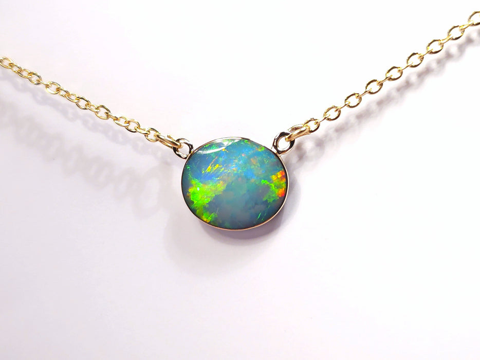 Fuego Naranja' Genuine Australian Opal 14k Gold Pendant Necklace 4.2ct L81