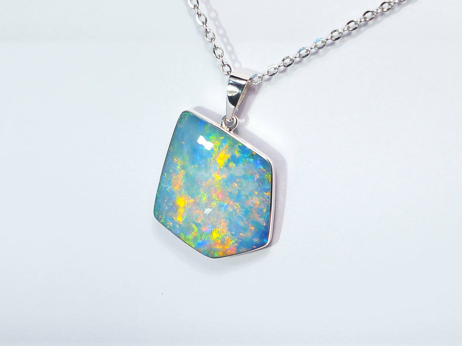 Amudei' Large Genuine Australian Opal Pendant Silver Gem Gift 3.2g P51