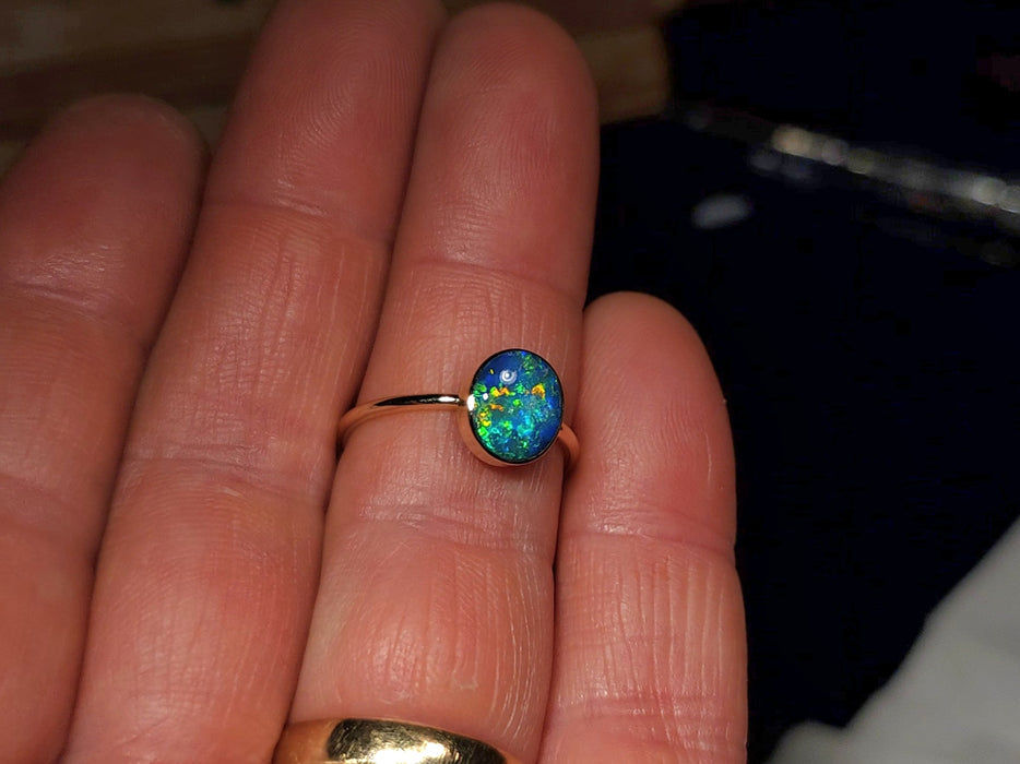 Pluto' 14k Gold Australian Opal Ring 2g Free Sizing Q96