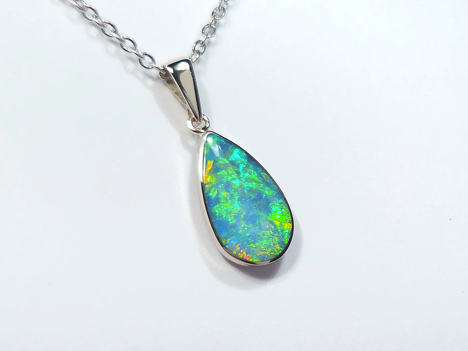 Sunburst' Australian Opal Pendant 14k White Gold Gift 5.6ct N52