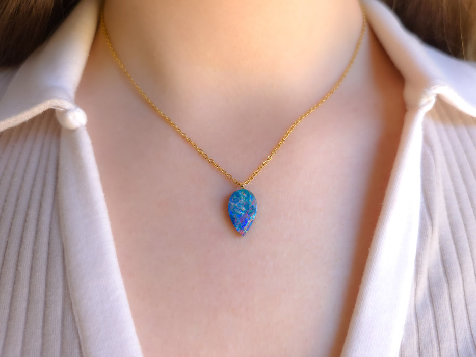 Promenata' Australian 14k Gold Opal Doublet Pendant Gift 4.4 carat P16