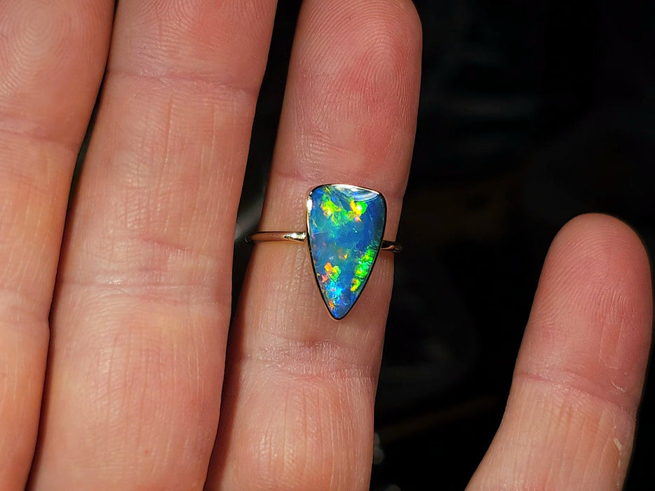Tesseract' 14k Gold Australian Opal Ring 2.5g Free Re-Size P34