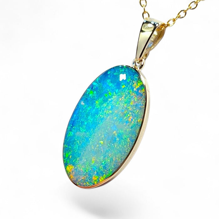 Diluvio' Genuine Australian Opal Pendant 14k Gem Gift 1.92g Q76