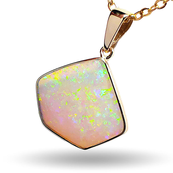 Verger Dansant' Natural Australian Solid Crystal Opal 14K Gold Pendant 5.6ct M35