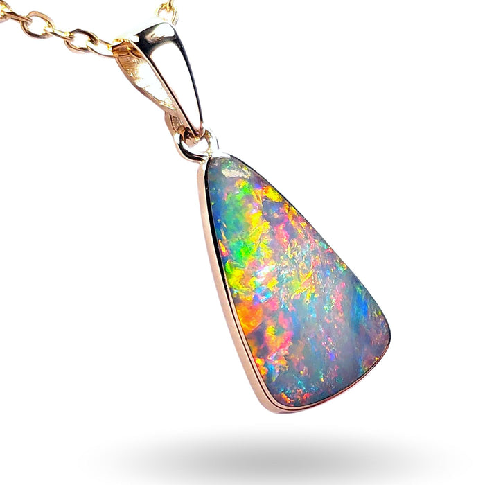 Bifrost' Genuine Australian Rainbow Opal Pendant 14K Gold. 4.7ct L12