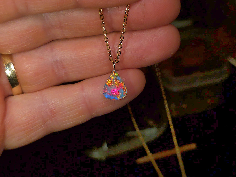 Meteorae' Australian 14k Gold Opal Doublet Pendant Gift 2.9 carat P79