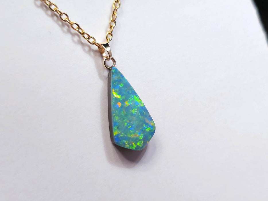 Tjintu Kari' Rare Australian 14k Gold Opal Doublet Pendant Gift 4.4 carat P19