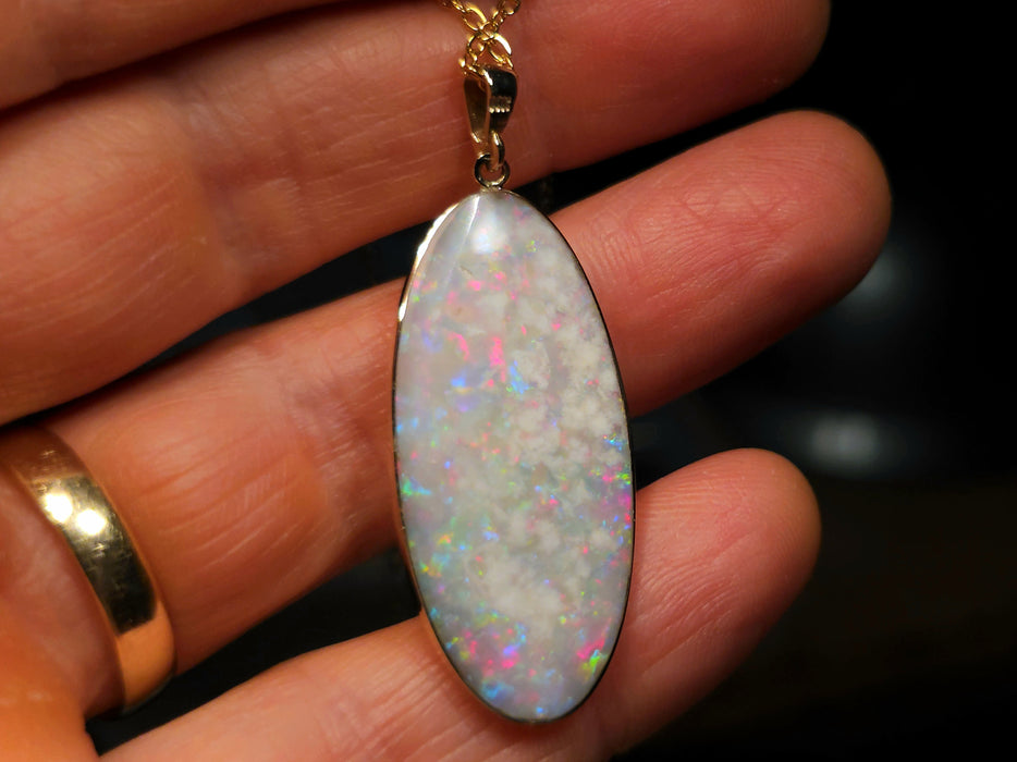 Orbe Opalino' Large Natural Solid Australian White Opal Pendant 15.4ct M30