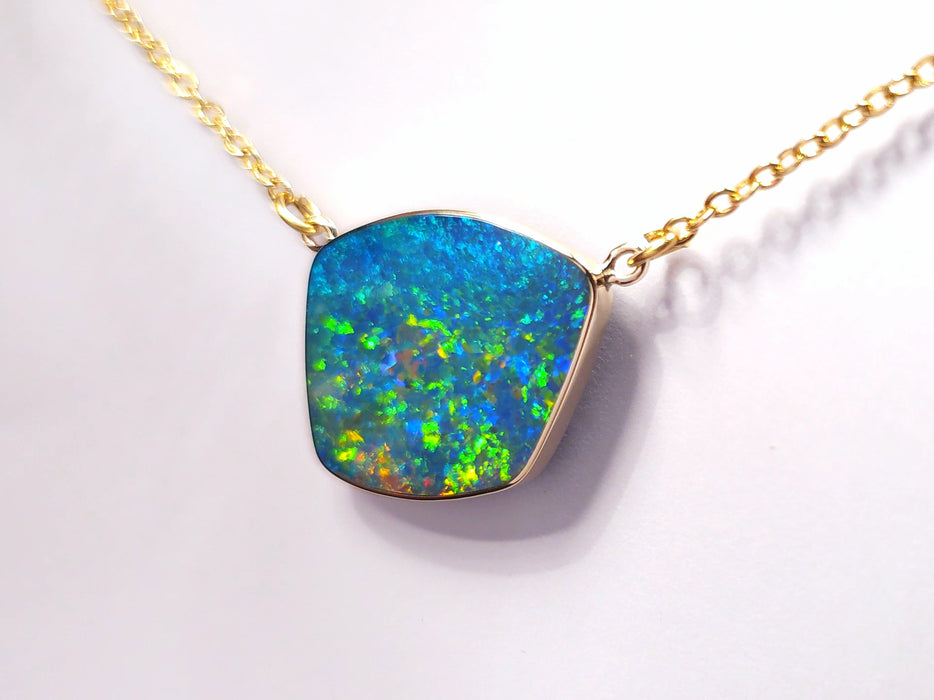 Estelle Colorate' Large Genuine Australian Opal Pendant Necklace 12.9ct L84