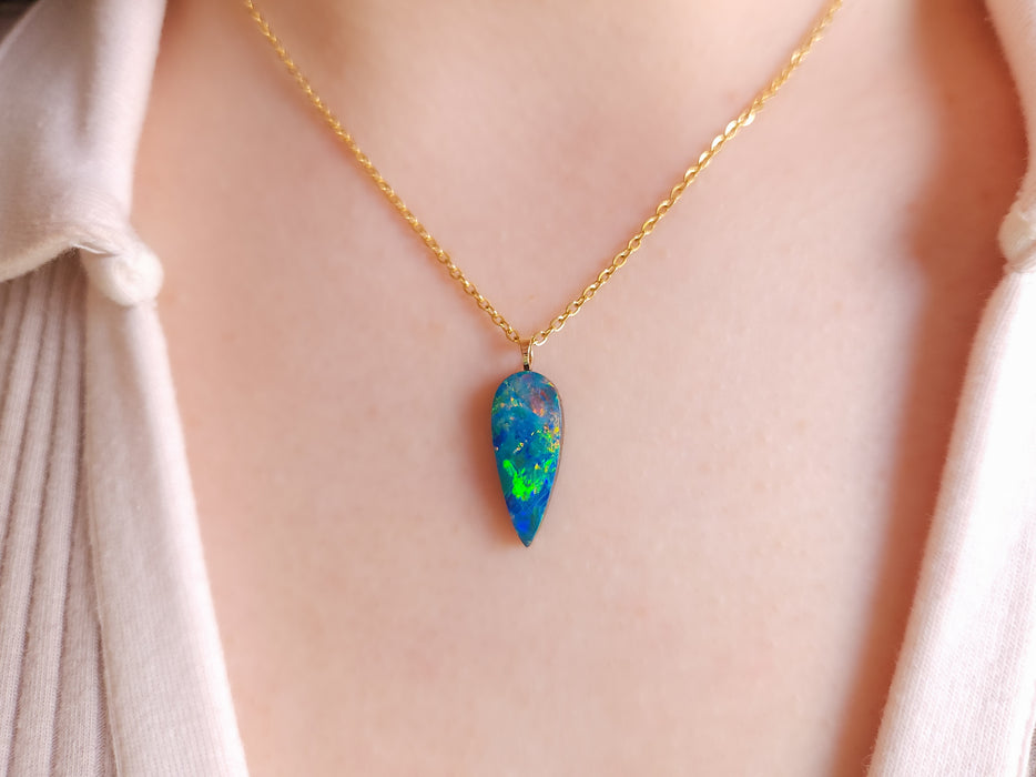 Realeza' Australian Doublet Gem Opal Necklace 5.7ct 14k Jewelry M68