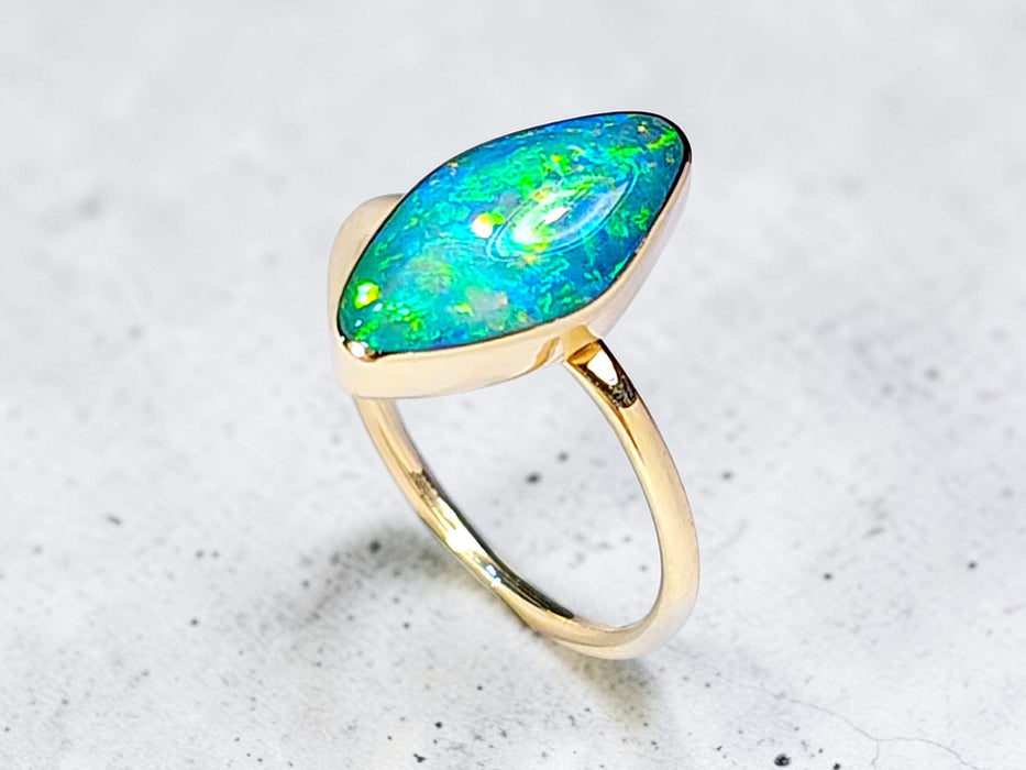 Etna' 14k Gold Australian Opal Ring 2.3g Free Re-Size P36