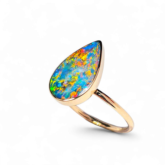 Aster' 14k Gold Australian Opal Ring 2.6g Free Re-Size O17