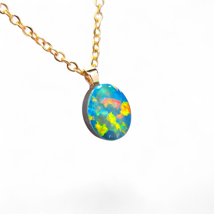Aranyos' Rare Australian 14k Gold Opal Doublet Pendant Gift 2.5 carat P17