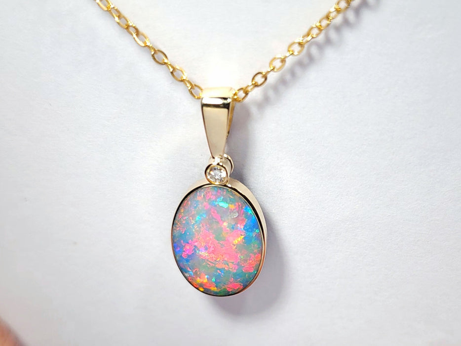 Princesita' Australian Opal & Diamond Pendant Rare Gem Gift 1g R11