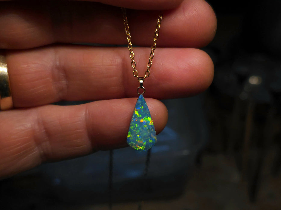 Tjintu Kari' Rare Australian 14k Gold Opal Doublet Pendant Gift 4.4 carat P19