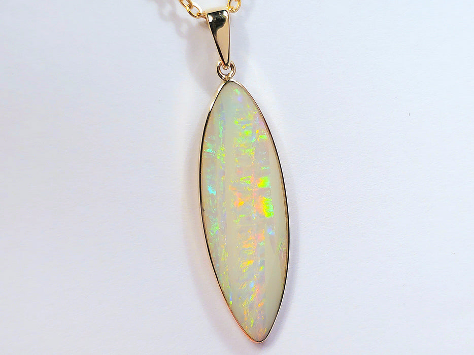 Marquise' Natural Australian Solid Opal 14K Gold Pendant 9ct N01