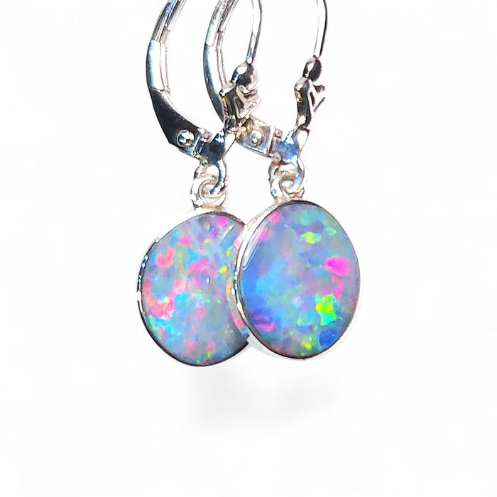 Florets' Australian Opal Dangle Earrings Silver Inlay Gift 2g P47