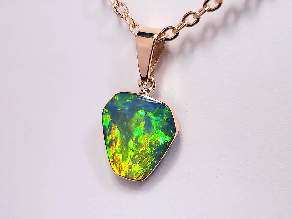 Sonnenfleck' Australian Opal Pendant 4.7ct 14k Rose Gold Genuine Jewelry M23