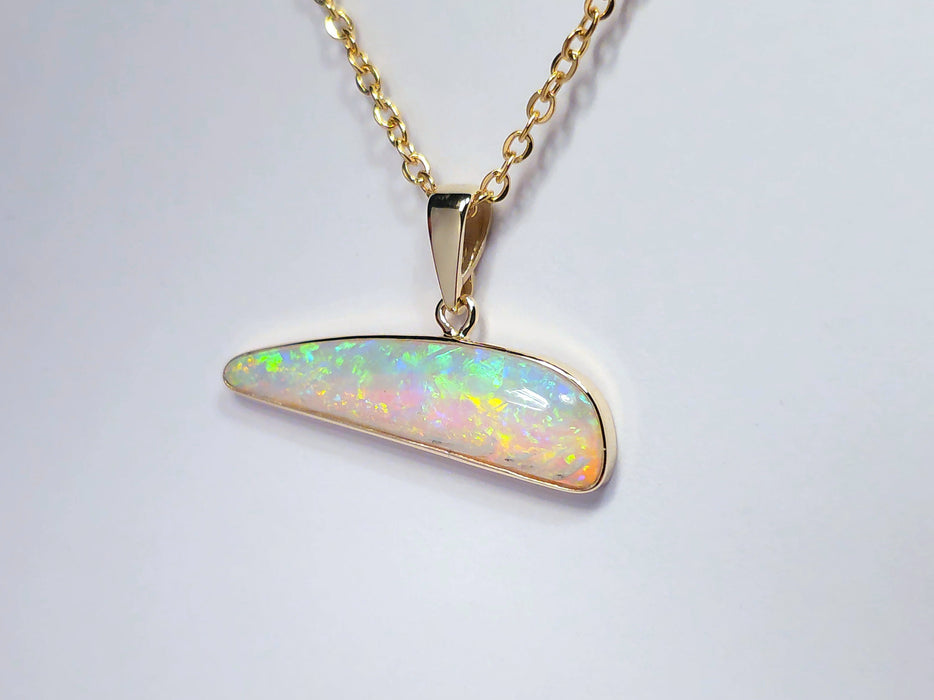 L'Oceania' Australian Solid Crystal Opal 14K Gold Pendant 6.3ct M47