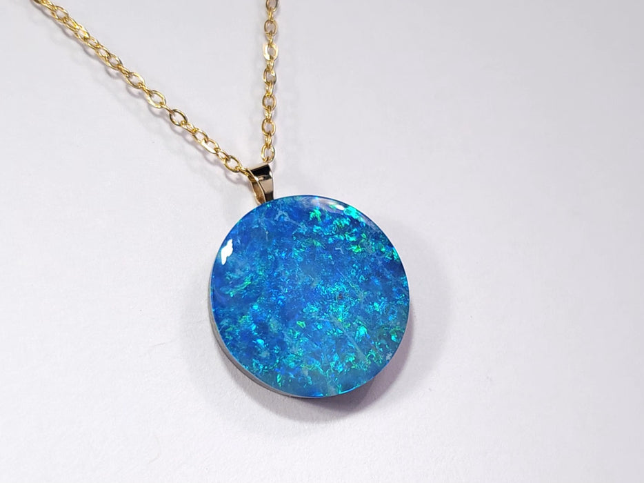 Neptune' Australian 14k Gold Opal Doublet Pendant Gift 1.8g Q93