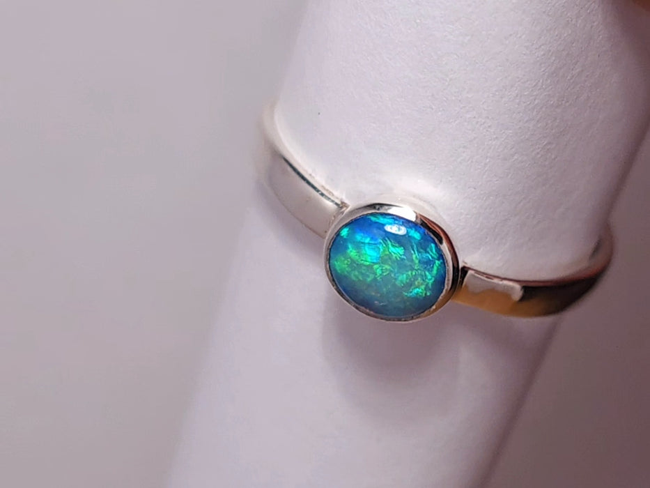 Solid Natural Australian Opal Ring Size 7 Silver Gift Crystal Jewelry J33