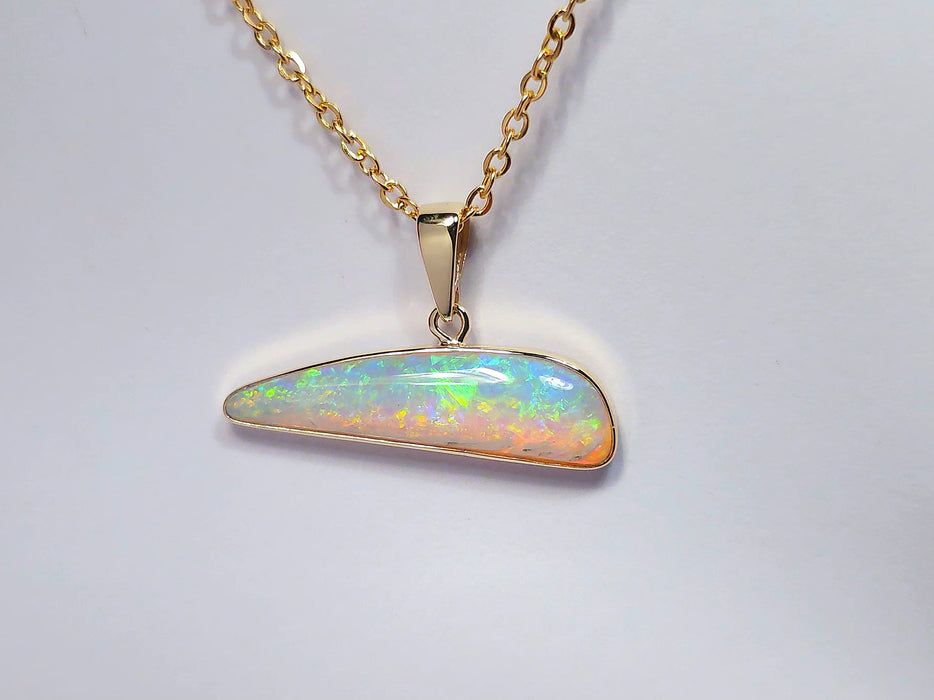 L'Oceania' Australian Solid Crystal Opal 14K Gold Pendant 6.3ct M47