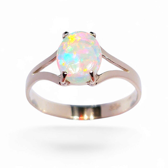 Reina Rosa' Australian Solid Opal Ring 14k White Gold 1.5g US Sz 6.25 O67
