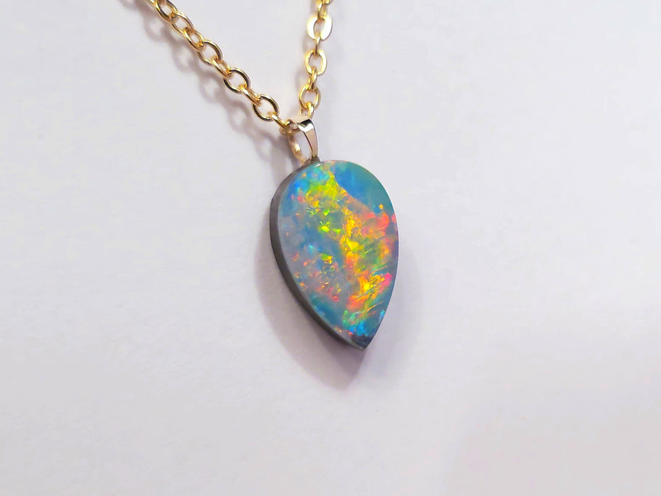 Pillar of Fire' Australian 14k Gold Opal Doublet Pendant Gift 3.4 carat P15