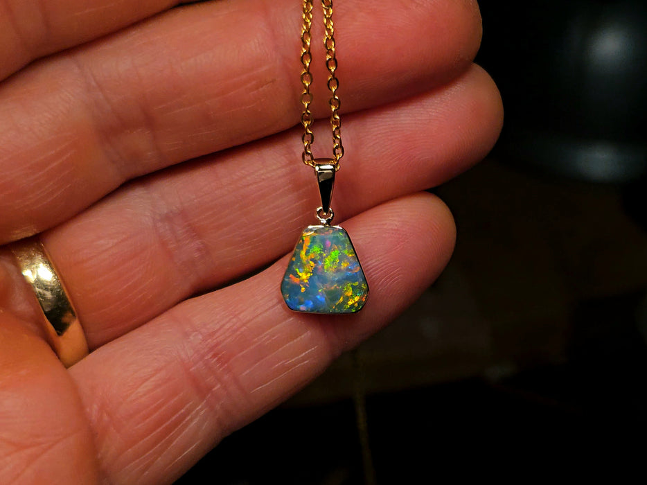 El Dorado' Genuine Australian Opal Pendant 14k Gem Gift 4.5ct O44