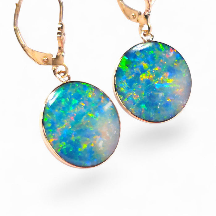 Orbes Electricos' Genuine Australian Solid Gold Drop Opal Earrings 17ct O78