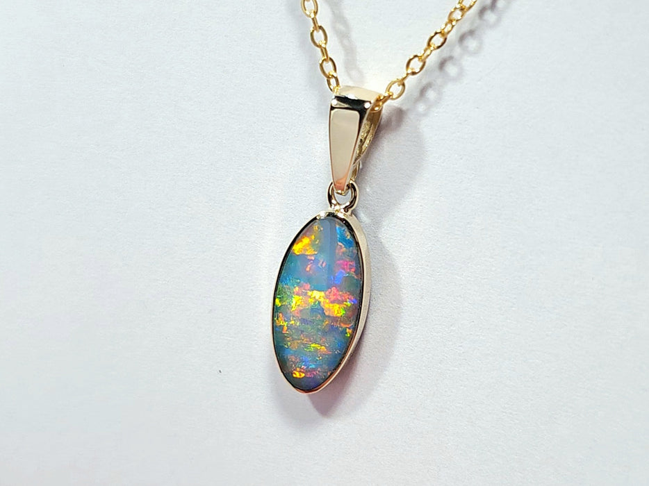 Viti' Rare Genuine Australian Opal Pendant 14k Gem Gift 0.8g Q73