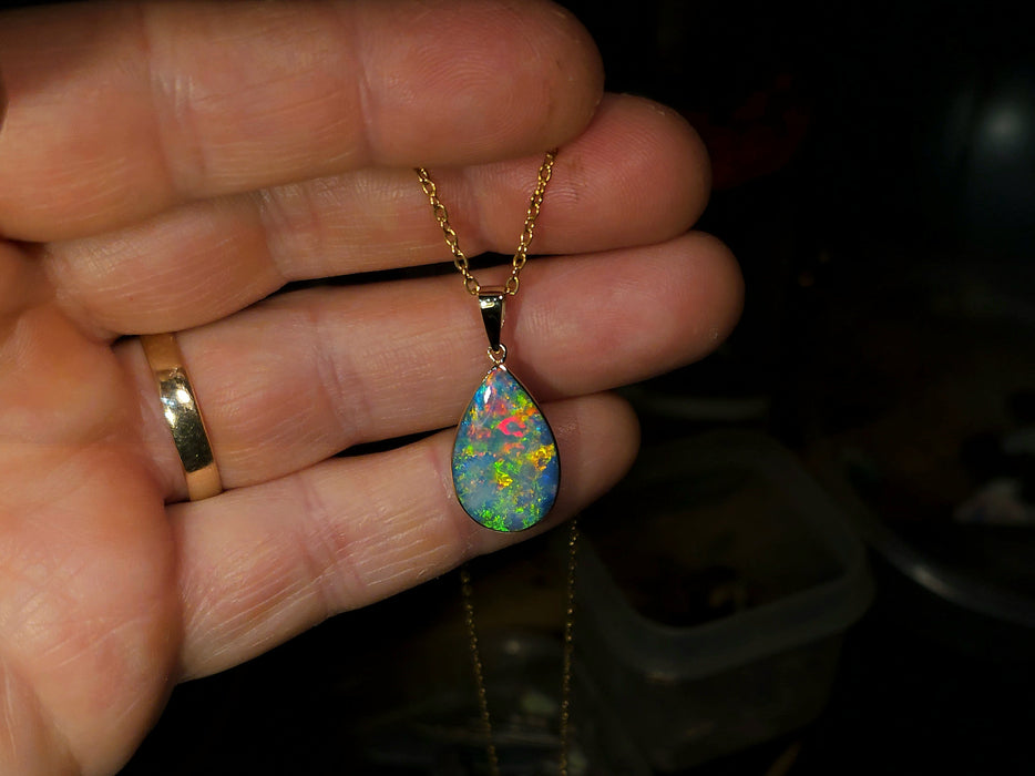 El Dorado' Genuine Australian Opal Pendant 14k Gem Gift 1.9g P86