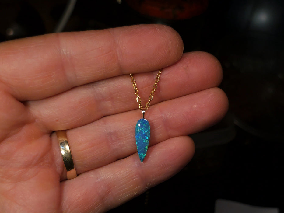 Grunspark' Australian 14k Gold Opal Doublet Pendant Gift 3.1 carat P83