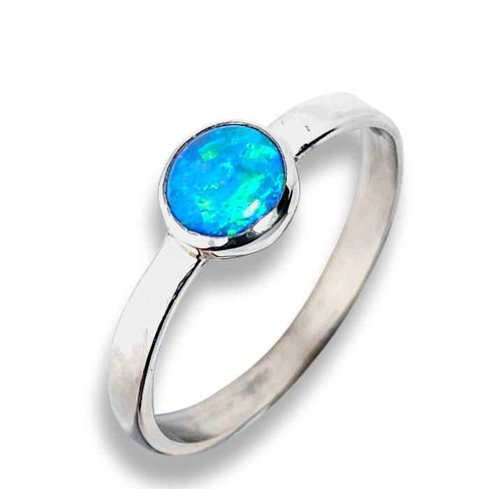 Solid Natural Australian Opal Ring Size 7 Silver Gift Crystal Jewelry J33