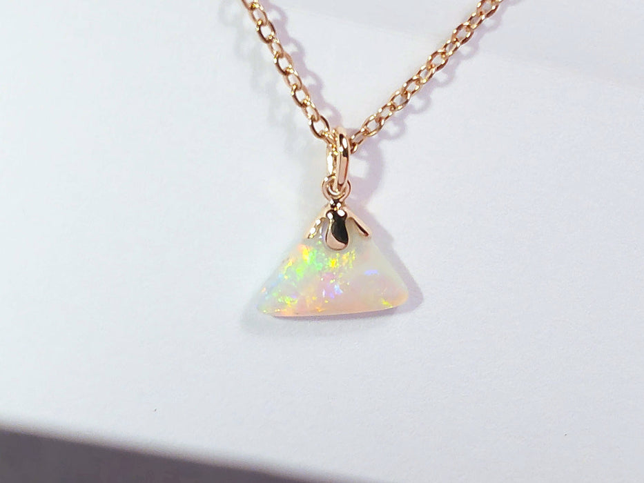 Trifire' Australian Solid Crystal Opal 14K Pink Gold Pendant 2.8ct Gem P72