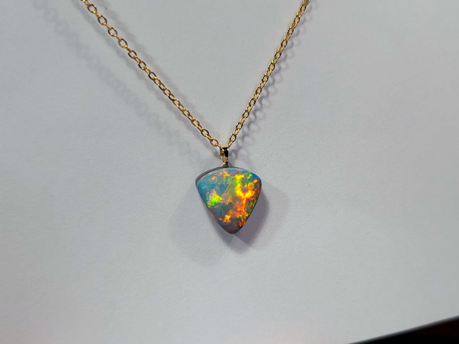 Solare' Genuine Australian Opal Doublet Pendant 14k Gem Gift 0.82g Q53