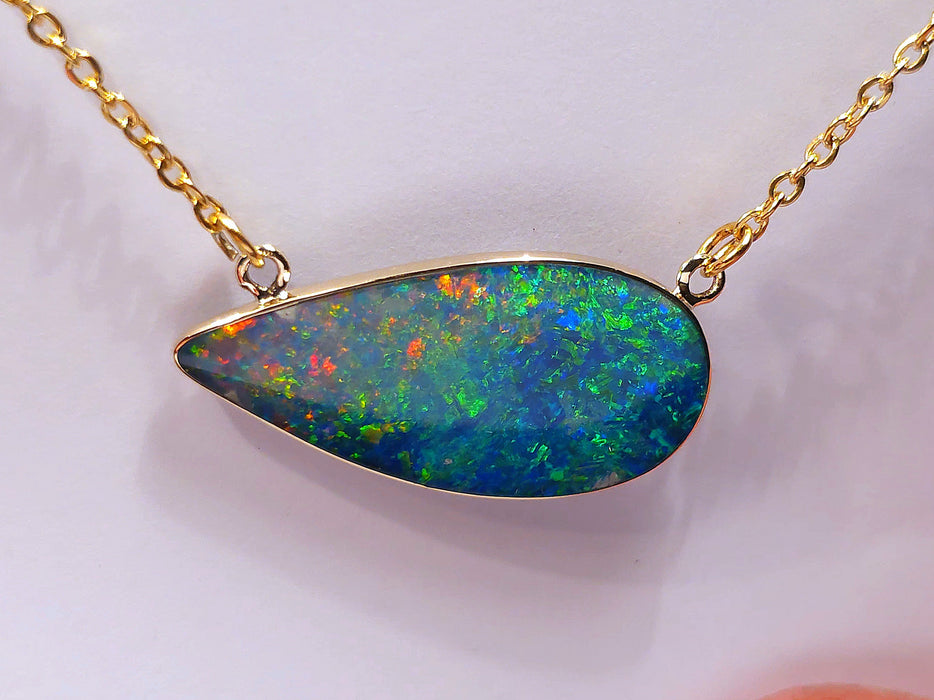 Reef Dream' Large Genuine Australian Opal 14k Pendant Necklace 10.5ct L77