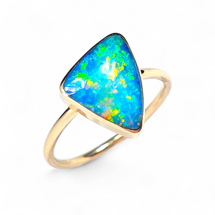Black Beauty' 14k Gold Australian Opal Ring 2.5g Free Re-Size O19